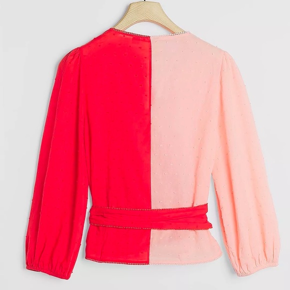 Farm Rio Anthropologie Colorblocked Wrap Blouse - Picture 5 of 6